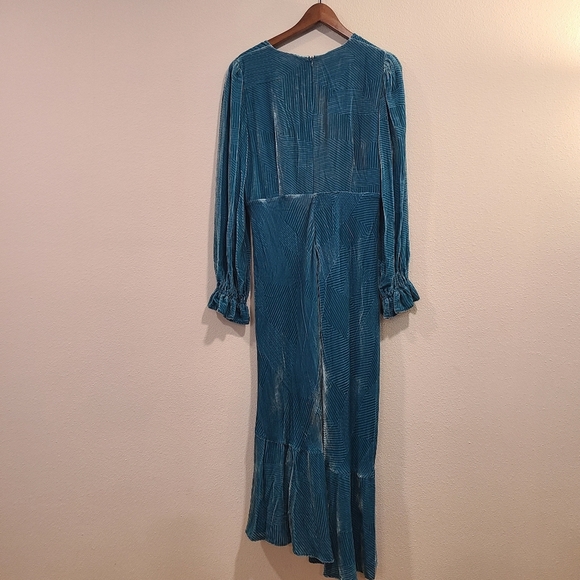 Diane Von Furstenberg Turquoise Velvet Midi Dress - Picture 7 of 8